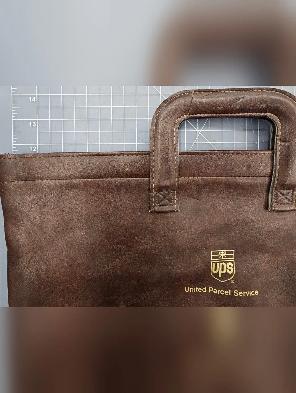 Vintage UPS Leather Portfolio Briefcase Brown Document Bag Shield Logo 70s/80s
